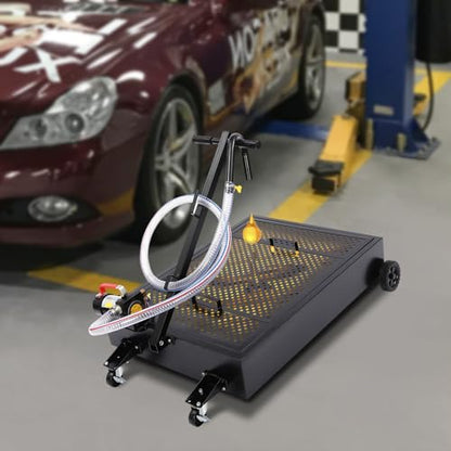 25 Gallon Oil Drain Pan with 155W Electric Pump & 7.2 Ft Hose Low Profile Oil Drain Tank Oil Drain Cart with Foldable T-Handle, Oil Change Pan for Car, SUV, Truck - size: B-25 Gallon Oil Drain Pan 155W Electric Pump