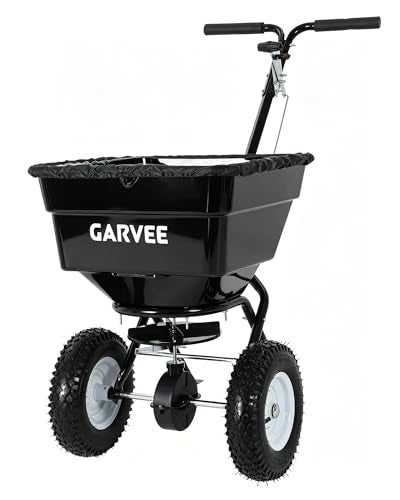 Heavy Duty 80L Tow & Pull Behind Broadcast Spreader, 9.8FT Spreading Width - color: Black 80L