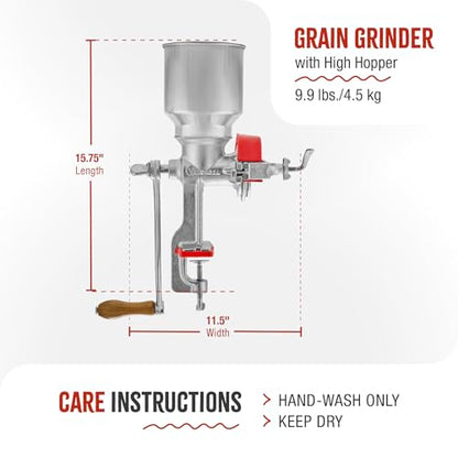 Victoria Manual Cast Iron Grain Mill 2400g with High Hopper - size: High 2400gr