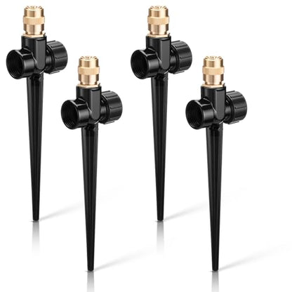 Tioncy 4 Pack Metal Lawn Sprinklers with Adjustable Brass Nozzle, Black - color: Black