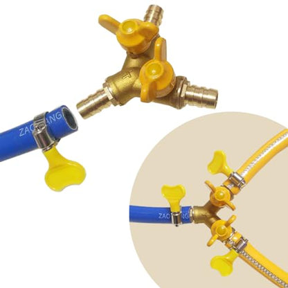 1/2" Hose Barb valve, Brass Y Shaped 3 Way Shut Off Ball Valve - size: 1/2 inch