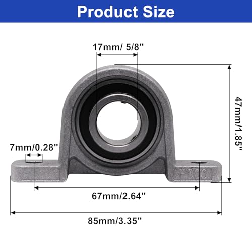 11/16 inch Pillow Block Bearing 4Pcs, 17mm ID Mounted Pillow Block Bearings, Vertical Zinc Alloy Steel Mounted Flange Bearing, Self Alignment, KP003 - size: 11/16"(KP003)