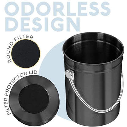 Epica Kitchen Compost Bin for Kicthen Countertops, 1.3 Galllon - Black - color: Black