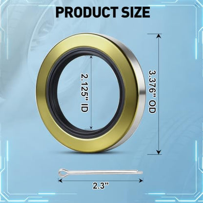 4pack 010-010 Double Lip Grease Seal 2.125" x 3.376" 21333TB for Dexter | Grease Seals & Cotter Pins Fits 5,200–6,000 lb Trailer Axles, #42 Spindle – Replaces Dexter DL-2125-03, 21333TB Spindle - color: 2.125”ID x 3.376”OD, size: 4 pack