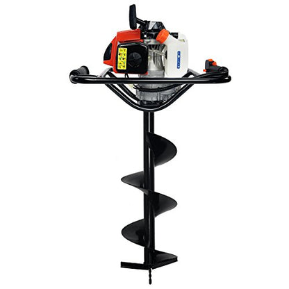 XtremepowerUS Post Hole Digger Plant Fence V-Type 63CC 2 Stroke Gas Motor 1-Person Auger with 10" Auger Bit 3/4" Shaft - style: Digger + 10" Bit