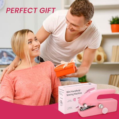 Handheld Sewing Machine, Dual Speed Portable Stitch for Beginners - color: Pink