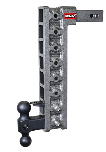 GEN-Y Hitch Tow Hitch with Dual-Ball & Pintle Lock for 2" Receiver - 17.5" Drop with 8 Adjustable Positions, 10,000 LBS Towing Capacity, 1,500 LB Tongue Weight, Silver - size: 17.5" Drop