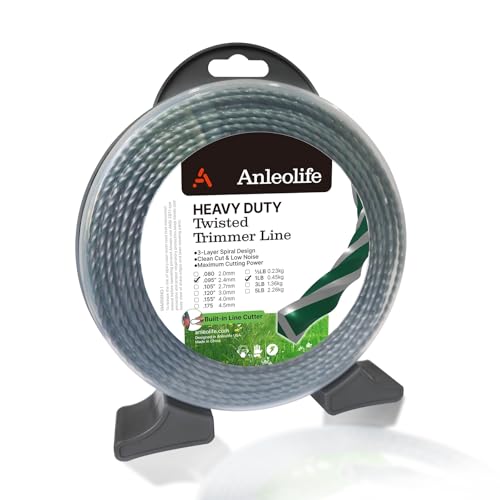 Anleolife .095" 3-Layer Twisted Weed Eater String, Heavy Duty, 393ft 1 lb - color: 1-lb Twisted .095
