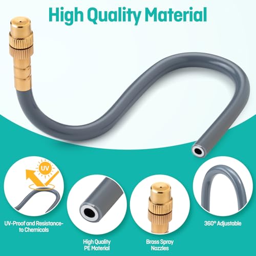 64FT 1/4" Drip Irrigation System with Stakes, 360° Adjustable Watering Kit - size: 64FT