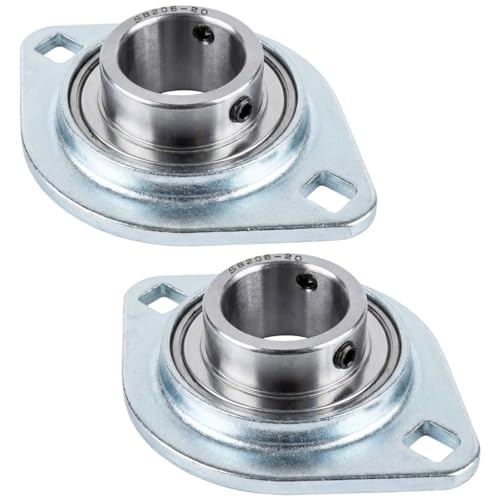 2 Pack SBPFL206-20 Pillow Block Bearings 1-1/4" Bore Bearing Units Steel Flange Mounted Bearing Housing (SBPFL206) - style: SBPFL206-20