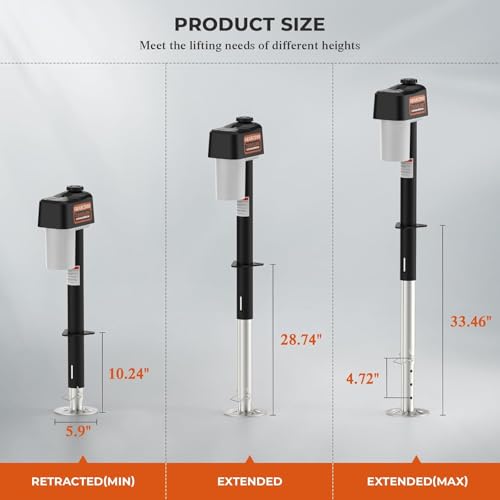 Electric Trailer Jack 7500LBS, RV Electric Tongue Jack with 2 pcs Remote - size: Trailer Jack with Remote Controls