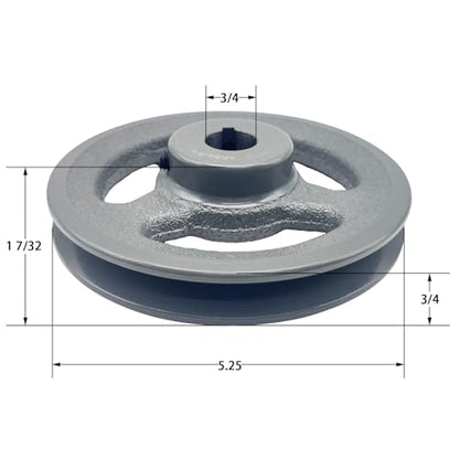 AK54-3/4 v Belt Pulley, 5.25 inch OD, 3/4 Inch Bore, Cast Iron Material, AK Single Groove Mechanical v-Belt Pulleys for "4L" or "A" or "3L" Belts - size: 5.25 inch QD,3/4 Inch Bore, style: 1 Groove