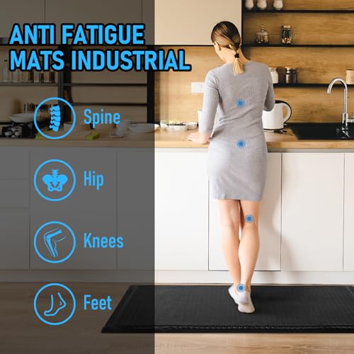 Anti Fatigue Mat 2x7 Ft 15/16" Thick Soft Sponge Ergonomic Mat - size: 83.9"L x 23.6"W x 0.9"Th