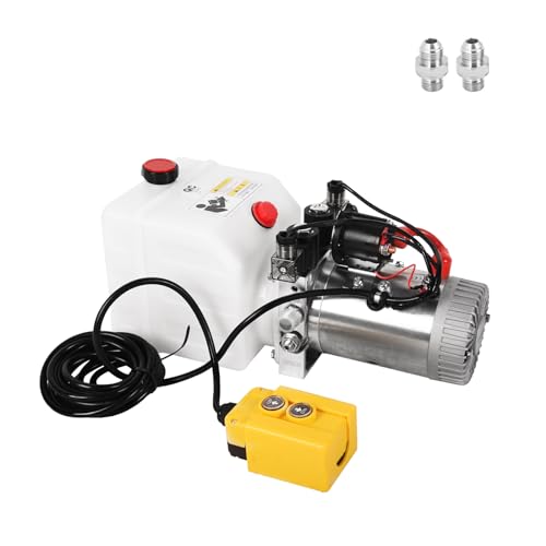 3 Quart Hydraulic Pump 12V DC Double Acting Hydraulic Power Unit w/Plastic Reservoir for Dump Trailer Car Lifting Platforms
