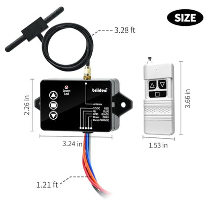 briidea Wireless Dump Trailer Remote Control – Compatible with 3-Wire & 4-Wire Hydraulic Trailer Controllers, 100FT Range, Low Voltage Protection, Easy Adhesive Installation