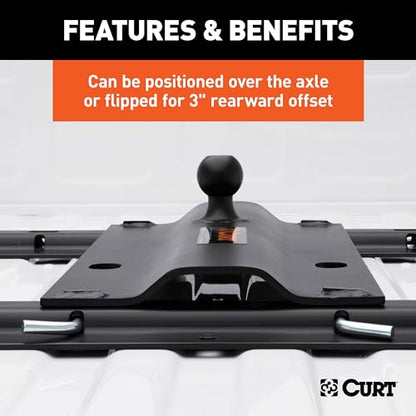 CURT 16055 5th Wheel Rail Gooseneck Hitch, 25,000 lb, 3" Offset