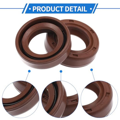 Universal Oil Seal TC Double Lip W Steel Spring Seal Ring Rotary Shaft Seal 16x26x7mm High Pressure FKM Rubber Brown 2 Pcs - size: 16x26x7mm