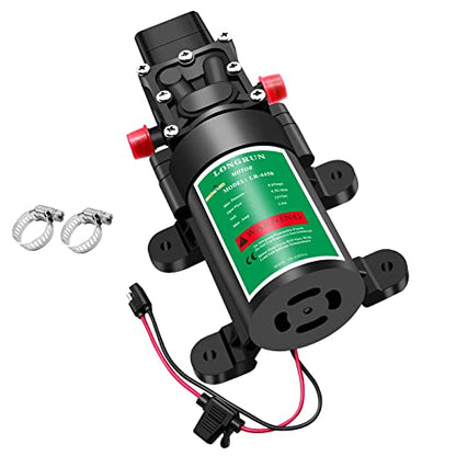 LONGRUN Fresh Water Pump 12V DC Diaphragm Pumps with Adjustable Pressure Switch, 4.5L/Min 1.2GPM 85 PSI Self Priming Sprayer Pump for RV/Camper/Marine/Boat/Garden Lawn - size: 4.5L Water Pump