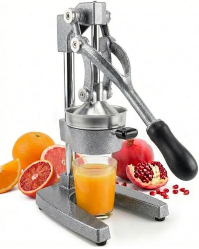 Eurolux Ultra-Premium Cast Iron Juicer | Extra-Large, Heavy Duty, Commercial Grade, Stainless Steel Manual Hand Press Citrus Squeezer For Fresh Orange Juice, Pomegranate, Lemon, and Much More (Gray) - color: Gray