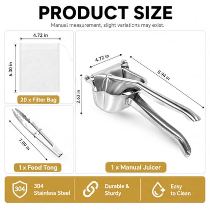 Lemon Squeezer, Stainless Steel Orange Juice No Pulp Juicer Press