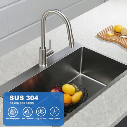 Tohlar Kitchen Sink Faucets with Pull Down Sprayer Brushed Nickel - color: Brushed Nickel, style: Standard