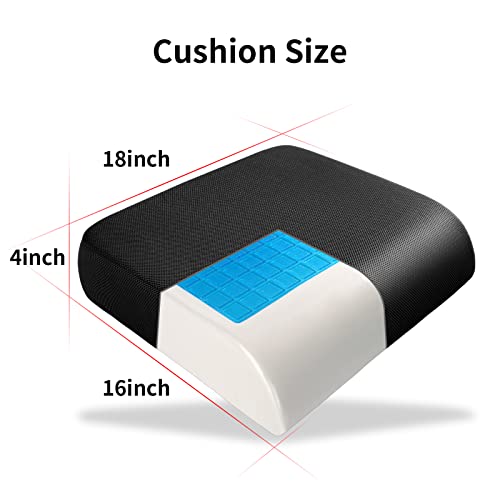 YOUFI Thick Memory Foam & Gel Seat Cushion, 18"X16"X4" Large Chair Cushion for Wheelchair Mobility Scooters, with Non-Slip Bottom and Carry Handle (Black) - color: Black