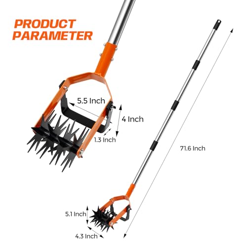 Garden Weasel Rotary Cultivator 72" Hand Tiller, 2-in-1 Adjustable for Soil & Weeds