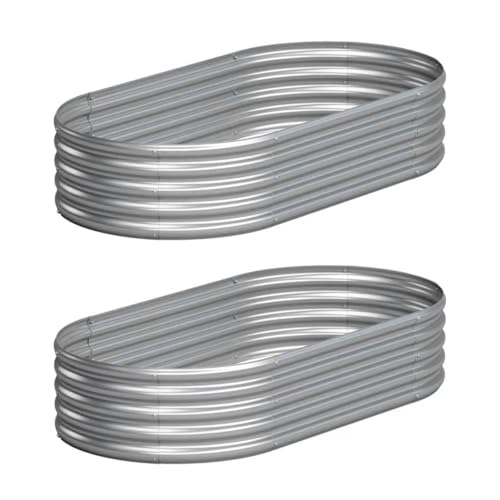 2PCS 4x2x1FT Galvanized Metal Raised Garden Bed,Outdoor Planter Box for Vegetables - size: 4x2x1(2PCS)