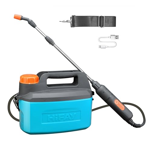 HIFAY ES4-PRO 1Gallon/4L Electric Sprayer, Rechargeable Battery-Powered Sprayer with 304 Stainless Steel Telescopic Rod. The New Model is Waterproof and The Buttons Have Been Updated. (Blue) - color: Blue