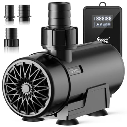 hygger 15W-100W Water Pump with Controller (Up to 3430GPH), Submersible/Inline Return Pump with Adjustable Mode/Flow, 2 Fountain Pump with 2 Inlet Cover and 3 Nozzles, for Fish Tank, Pond, Aquarium - size: 800GPH-22W