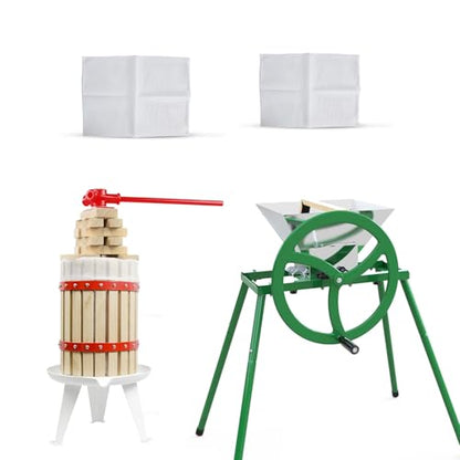 Fruit Wine Press and Crusher and Filter Bag,100% Nature Apple&Grape&Berries Crusher Manual Juice Maker for Kitchen