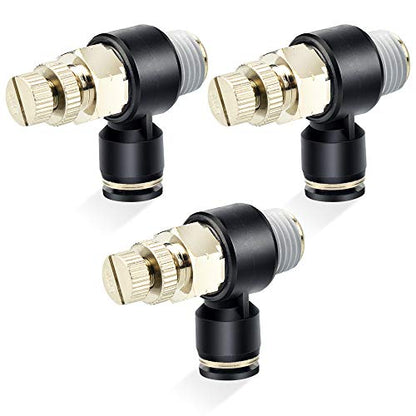 TAILONZ 1/4" x 1/2" NPT SL-1/4-N4 Elbow Flow Control Valve 3pcs - size: 1/4"OD1/2"NPT