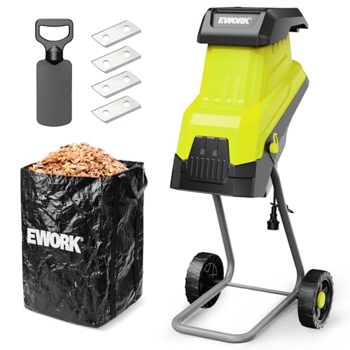 EWORK 15 Amp Electric Wood Chipper Shredder, Max 1.77" Cutting Diameter - color: Green