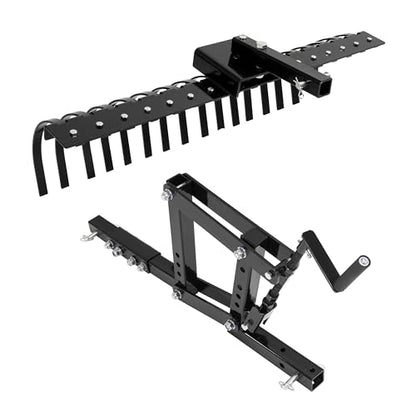WUTIST 48" Tow Behind Landscape Rake and Hitch Compatible with UTV Tractor