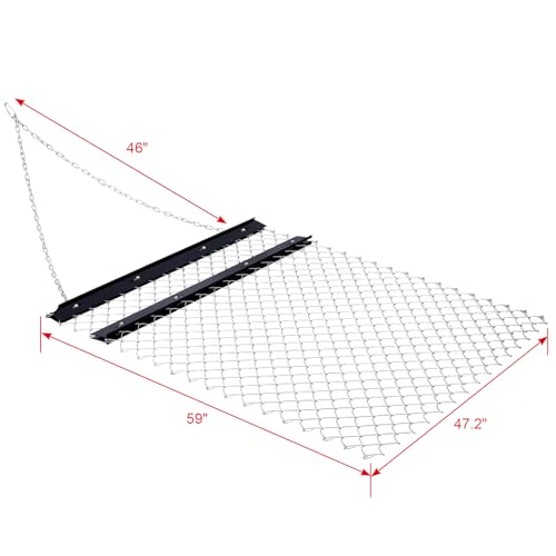 ATV Drag Harrow 4'x5', Steel UTV Tractor Attachments Chain Harrow for Landscape Leveling or Sod Prepping, Durable Towable Grader for Gravel Driveway, Field, Yard, Farm, Garden