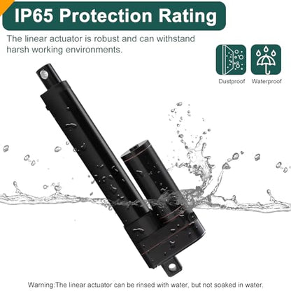JQDML 2 Inch Stroke Linear Actuator 12V 440 lbs Heavy Duty IP65 Waterproof - size: 2"