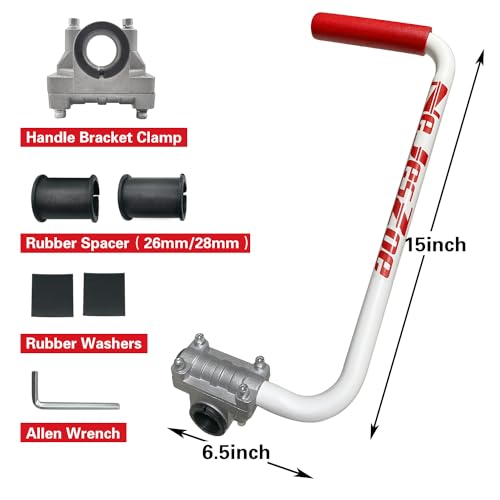 NeJesZoe Ergonomic Trimmer Grip Extension Handle with Bracket Clamp for String Trimmer, Lawn Care, Landscaping (White Red) - color: white red