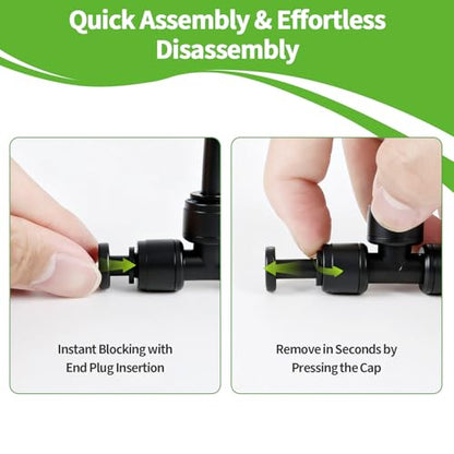 RedChili 30 PCS 1/4" End Plugs for Quick Connect 1/4" Drip Irrigation Connectors, Leak-Free End Cap Parts to Seal Unused Push-to-Fit Connectors in Micro Sprinkler Irrigation System - size: 1/4" Quick Connect Plug