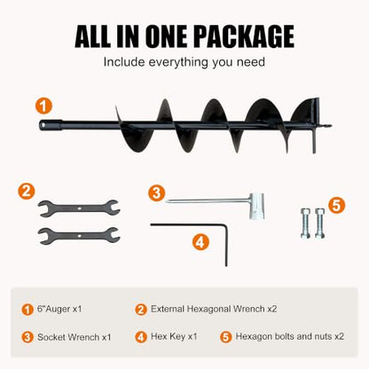 Fenceline 52cc Gas Powered Earth Auger Combo w/6 Inch Auger Drill Bit EPA Compliant