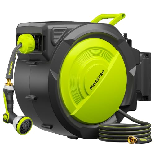75 FT 5/8" Retractable Garden Hose Reel, Wall Mount - color: Upgrade-green, size: 75FT-5/8"