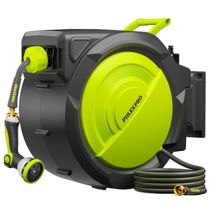 75 FT 5/8" Retractable Garden Hose Reel, Wall Mount - color: Upgrade-green, size: 75FT-5/8"