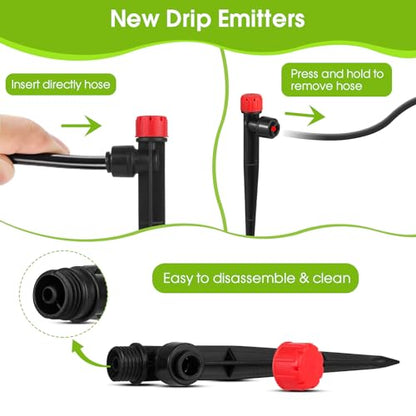 60Pcs Drip Irrigation Emitters – 360° Adjustable Flow for 1/4" Tubing - color: Red
