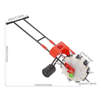 Hand-Push Seeder, Walk-Behind Row Crop Planter Manual Seeder Machine Applicable 3-15mm Seeds, Garden Seeder for Corn Soybeans Peanut Cotton 10 Nozzles, 6 Inch Planting Spacing