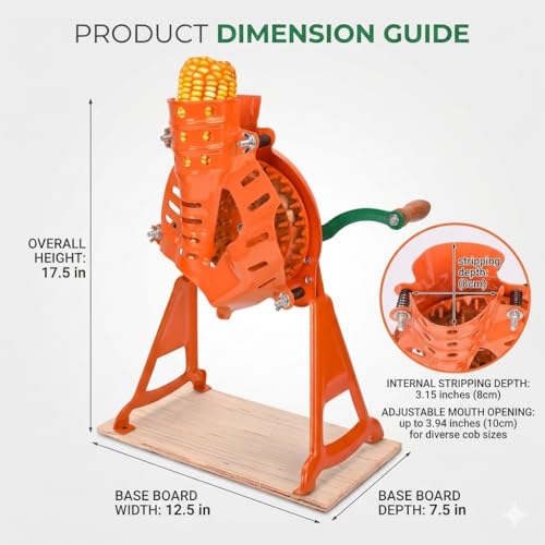 Corn Sheller, Corn Stripper Manual Hand Crank Steel Corn Thresher with Stand Heavy Duty for Farm & Home Use