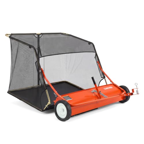 Garvee 52" Lawn Sweeper Tow Behind with 33.55 Cu. ft. Hopper - color: Orange, size: 52 Inch