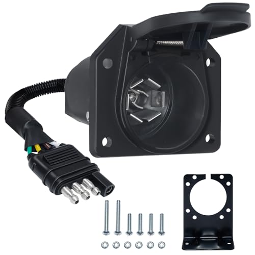 BFXM 4 Pin Flat to 7 Pin RV Blade Trailer Adapter with Mounting Bracket - color: 4 PIN