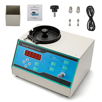 CGOLDENWALL New Automatic Seeds Counter Machine Microcomputer Automatic Counting Instrument for Various Shapes Cereals Seeds Blue (with Clearance Adjustment Knob)