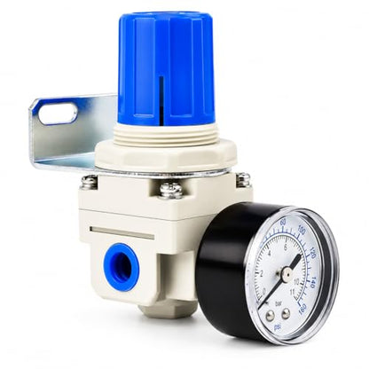 BLCH 1/4" NPT Air Pressure Regulator – Adjustable Compressor Control Valve, 0–160 PSI Gauge, Industrial Pneumatic Tool Compatible - style: AR2000-02