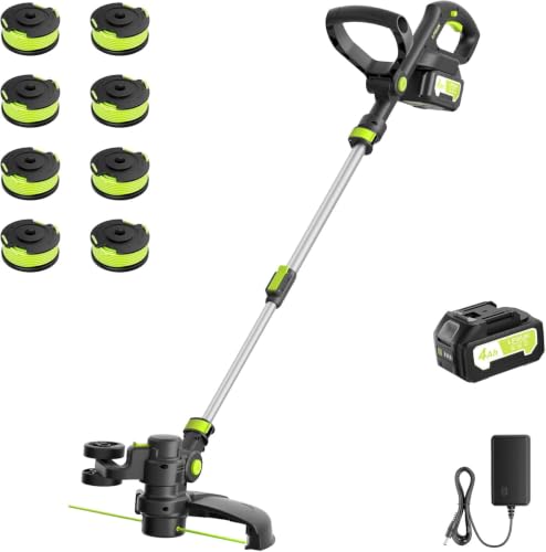 14-Inch Electric Weed Wacker with Dual Line Auto Feed, 4.0Ah Battery