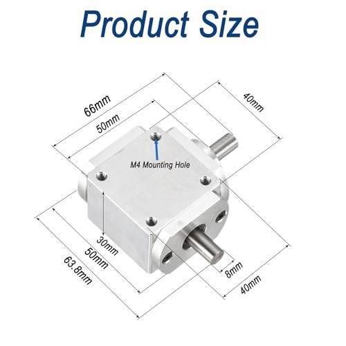 90 Degree Right Angle Gearbox 1:1 Bevel Gear Drive - size: 8mm Left Single Output Shafts